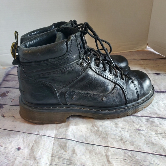 DOC.MARTENS MEN'S BOOTS BLACK LACE-UP SOREN AWOO4 LEATHER UPPER AIR WAIR SIZE 10 - Picture 3 of 12